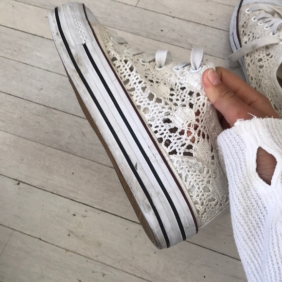 White Lace Platform Sneakers - Picture 4 of 4